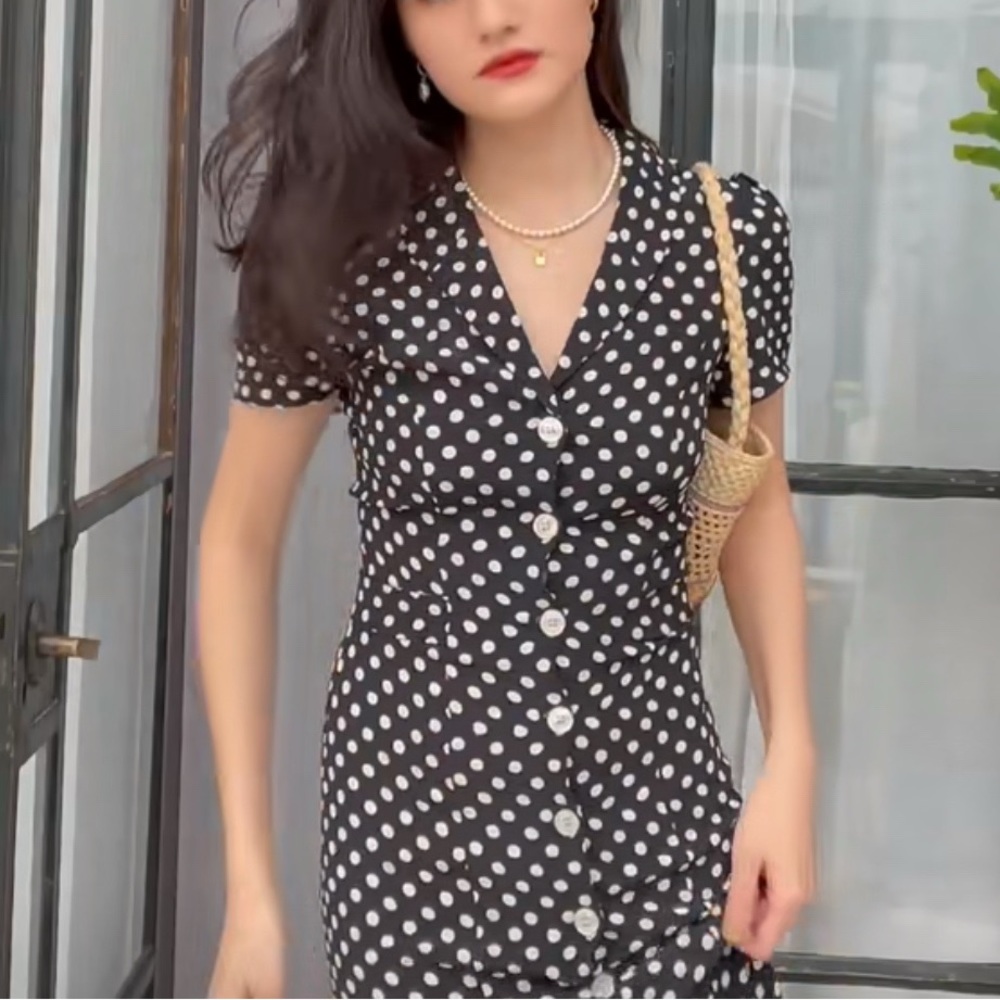 Rouje Polka Dot Dress With Shirt Collar